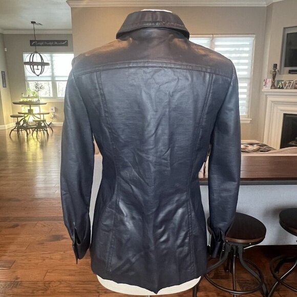 VTG 60's Penney's International Imports Vegan Leather Jacket Navy Blue Size 14 S - Picture 6 of 12